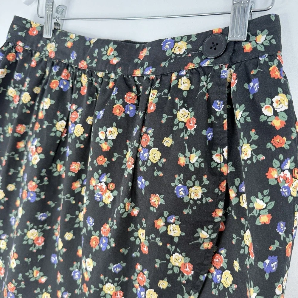 Vintage Pepe Jeans wrap Mini Skirt Floral print Black & Multicolor SZ-M